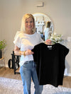 Round Neck Folded Short Sleeve Tee