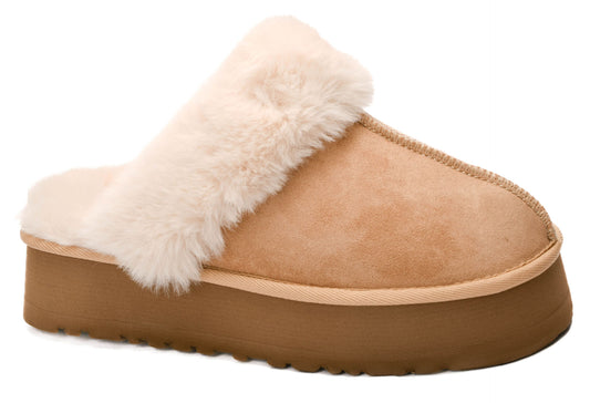 Corkys - Cuddle Up Platform Slippers in Camel