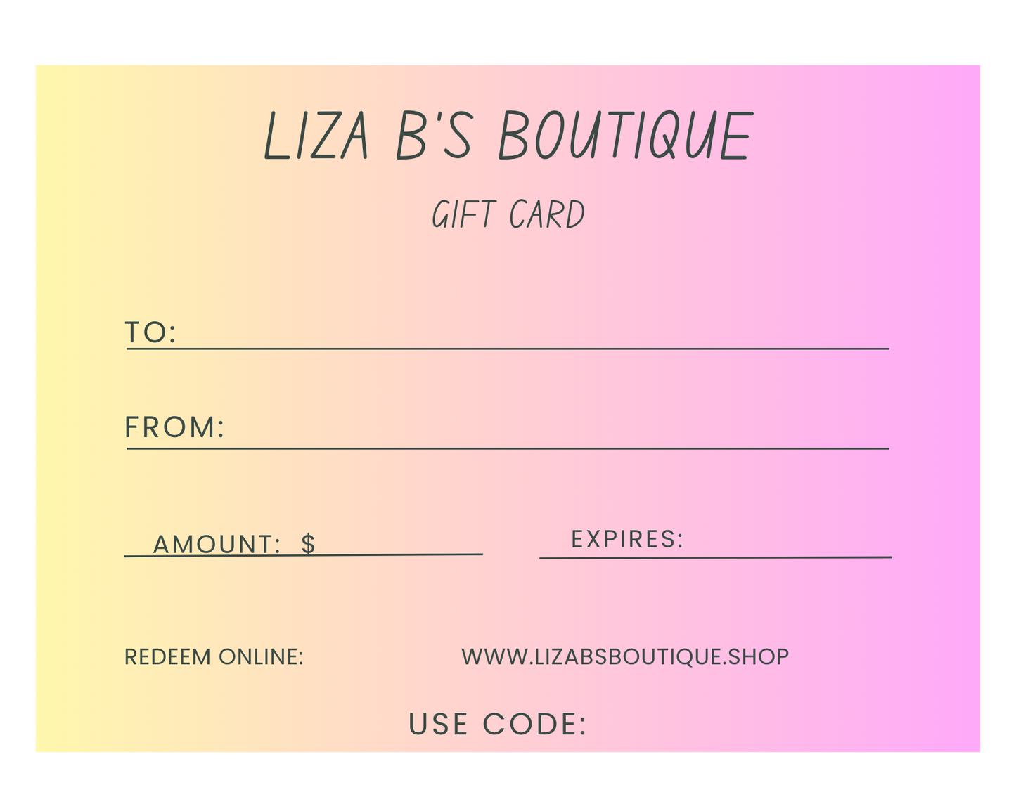 Liza B's Boutique eGift Card