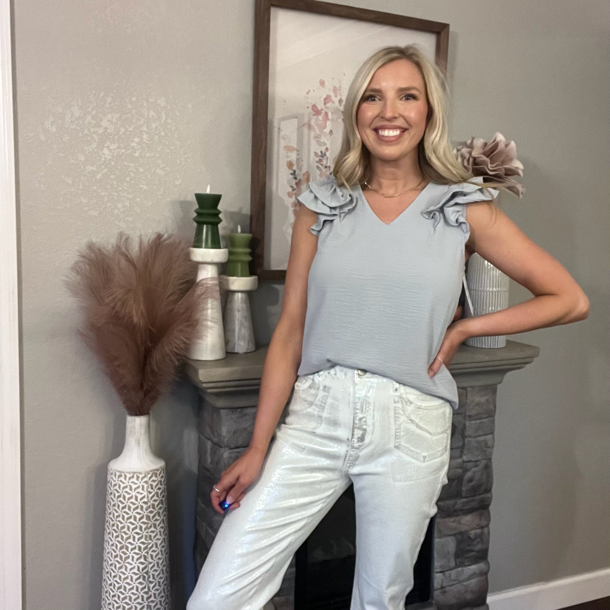 Zenana Woven Airflow Tiered Ruffle Sleeve Top - 2 Colors