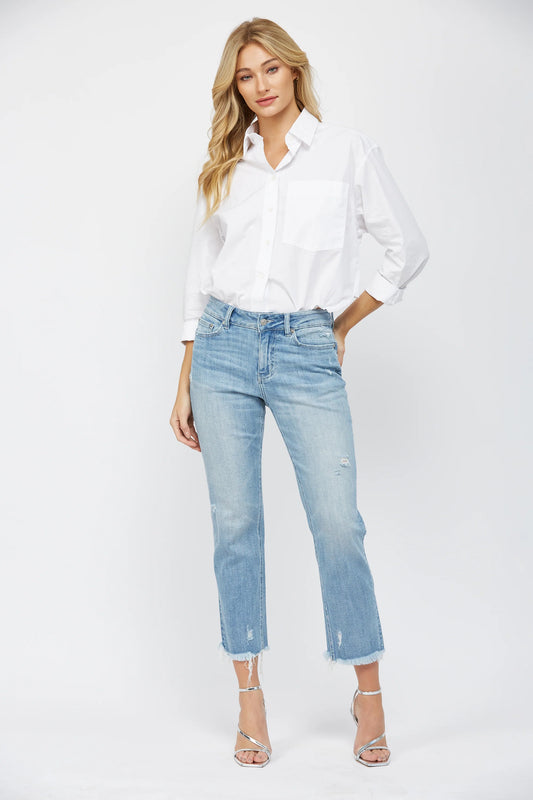 Mica Denim Mid Rise Cigarette Crop