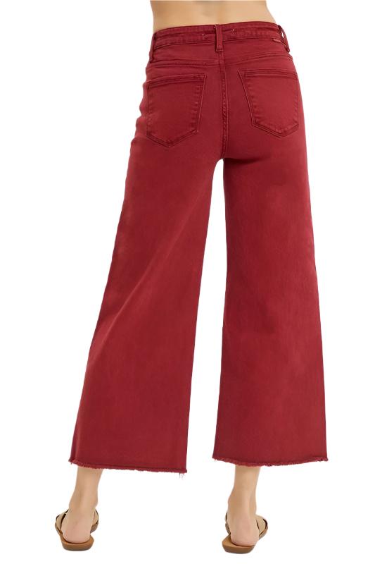 Risen Jeans - High Rise Tummy Control Crop Wide Leg Pants