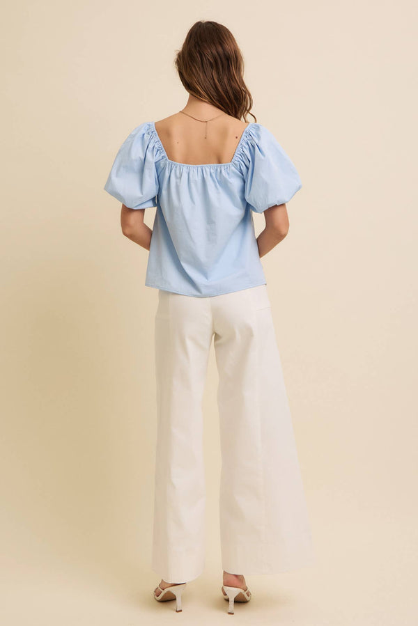 Flattering Wide Leg Full-Length Stretchy Cotton Twill Pants