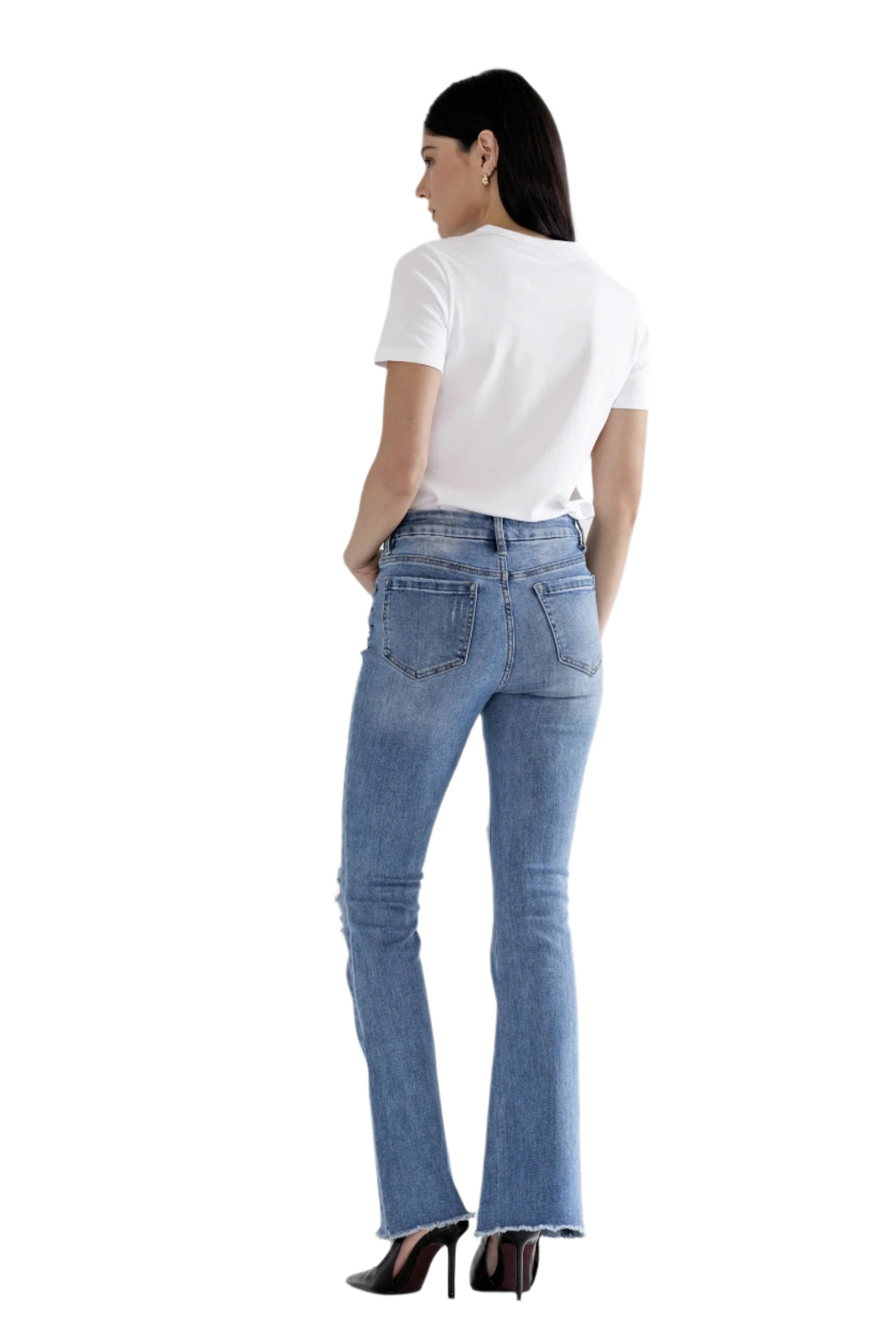 Mica Jeans - Mid Rise Flare w/ Button Up